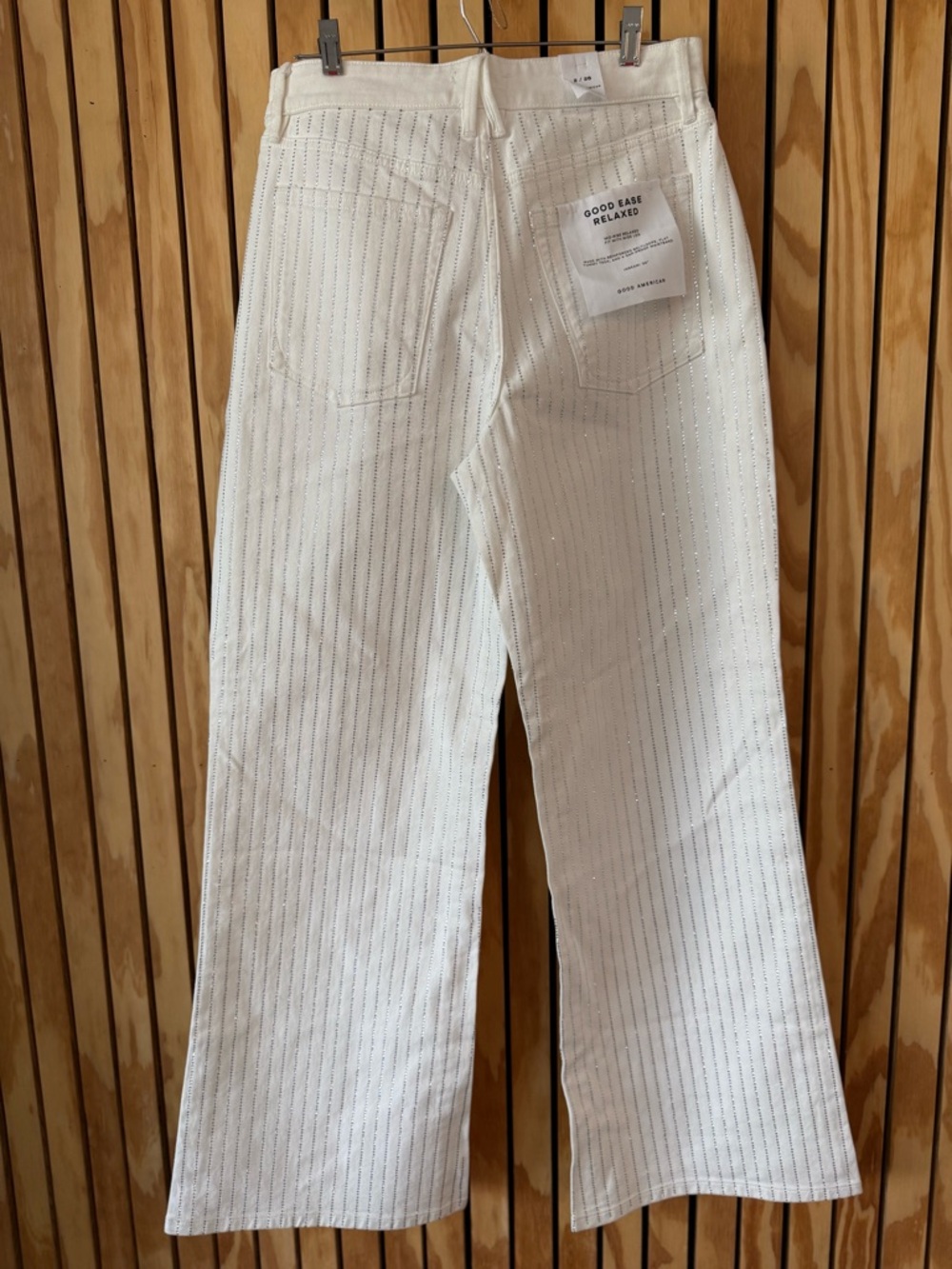 GOOD AMERICAN Wide-Leg Women’s Jeans W/ Rhinestone Pinstripes - 26/2 - Picture 9 of 13